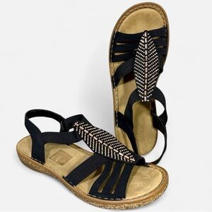 Rieker Regina Sandals with Rose-Gold Bead Accent- woman’s EU 38